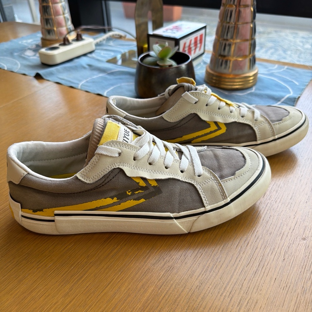 Casual Gray and Yellow Sneakers